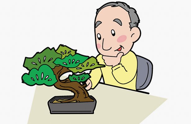 ご高齢の方と盆栽